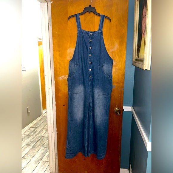 NWOT Denim Jumper Wide Legs And Button Front Sz XL - Picture 5 of 11